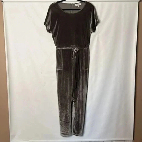 Piper & Scoot Bianca Velvet Gray Jumpsuit size Medium - Picture 5 of 11